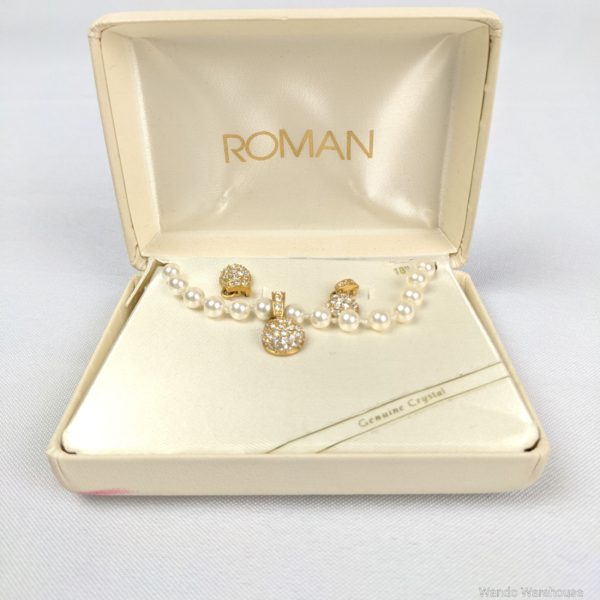 Roman Genuine Crystal Necklace and Earrings Set